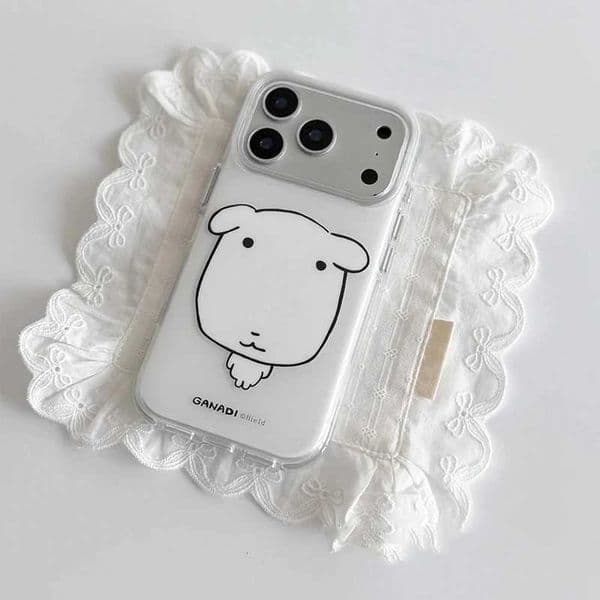 Lovely Line Korean White Puppy Cute Phone Case For iPhone 17 AIR 16 15 14 13 12 11 Pro MAX Plus Y2K Shockproof Silicone Cover J260609