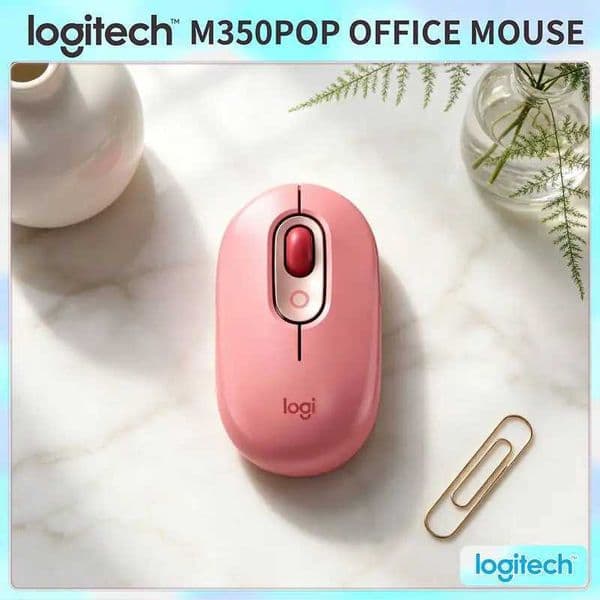 Logitech M350 POP Pebble Mouse Optical Trace 1000 DPI USB Nano Receiver for Home Study Room and Private Work Corner Z260608
