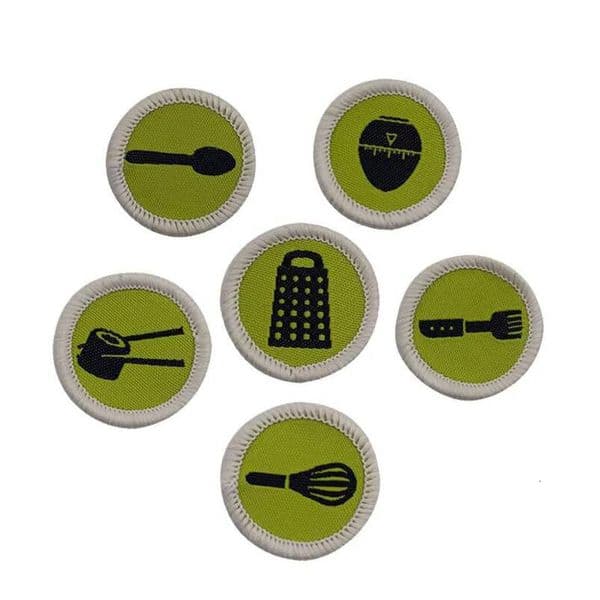 Custom logo woven patches sewn on chenille fabric for branded clothing and hats with floral designs