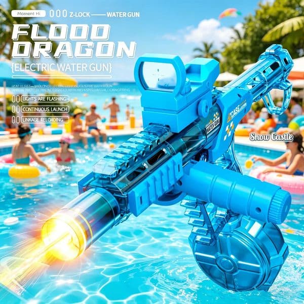 Jiaolong Long Range Shooting Electric Water Gun Toys Automatic Sensor Muzzle Flame Squirt Gun Summer Beach Pool Party Toy T260602