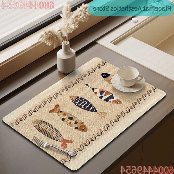 Kitchen Countertop Protectors Silica Gel Zen-style Water-absorbing Quick-drying Pads Anti-scald and Heat-insulating PlacematsR260609
