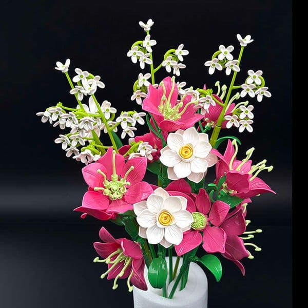 Purple Fresh Building Block Flower Bouquet Assembly Simulated Eternal Flower Model Office Desktop ternalF lowerV alentinesD ayG iftf orG