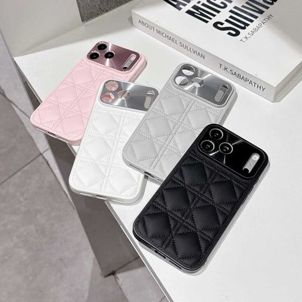 Luxurious Diamond-pattern Dust-proof Phone Case for IPhone 17 16 15 14 Pro Max Plus 17 Air Stylish Leather Protective Back Cover J260609