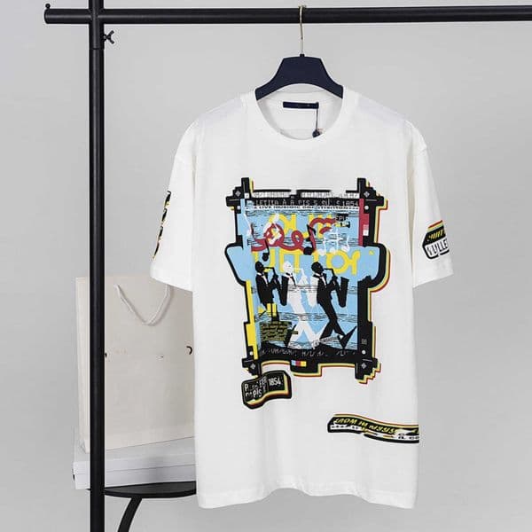 High quality designer clothing Lujia T-shirt 2025 Summer New Band Musician Spray Painting Print Loose Unisex Couple Short Sleeve