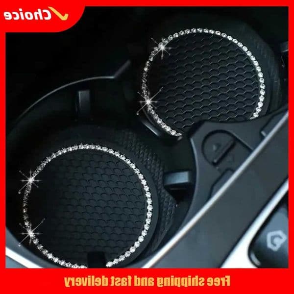 Holder Cup 2pcs Coasters Universal Car Anti Slip Round Durable Diamond Mat for Bottle Holder Coaster Auto Interior Cup HoldersR260609