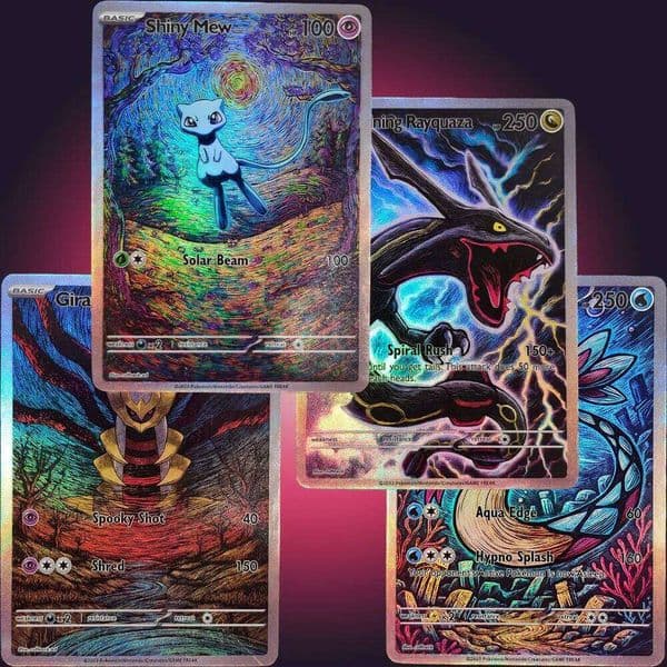 Self Made PTCG English Dark Style Shining Rayquaza Mew Giratina Milotic DIY Game Collection Texture Anime Card Toy 26L0609