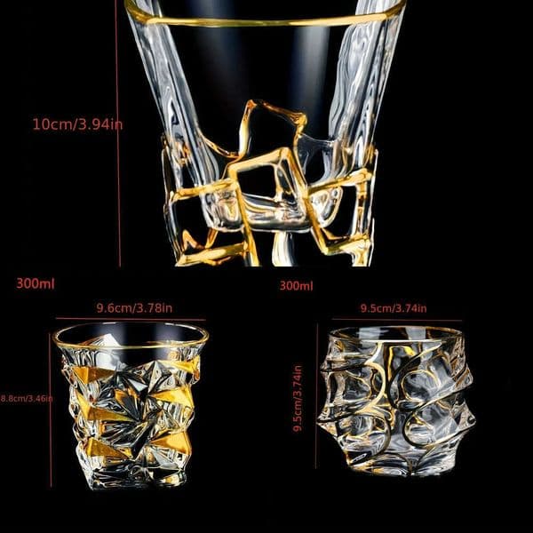 Line Tumbler Golden Whiskey Glass Wine Whisky Glasses Golden Painted Crystal Barware lti-Functional Beer Cocktail Cup 260321 Y260609