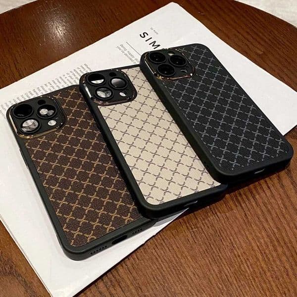 Luxury Grid Soft Leather Cover For iPhone 14 PRO MAX 11 12 Fashion Geetric Plaid Pattern Case For iPhone 15 PRO MAX 13 PRO Max J260609