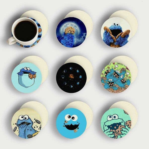 Coasters Cartoon Wooden C-Cookies Heat 2D Resistant Non-Slip Home Office Bar Cafe Restaurant Holiday Birthday Gift DurableR260609