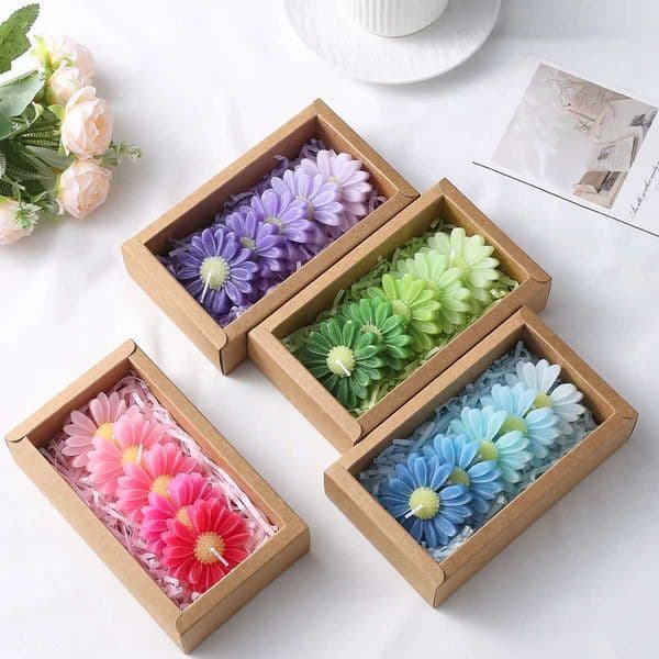 5-Piece Gradient Macaron Daisy Scented Soy Wax Candles Set Elegant Floral Scented Gift Box Perfect for Home Decor and Relaxati D260609