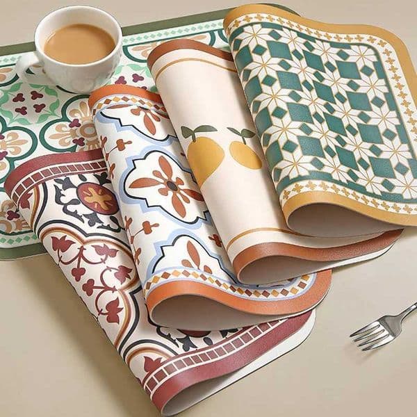 American Heat Resistant Retro Placemat Oil-Proof Waterproof PU Leather Dining Room Table Mat Kitchen Tableware Bistro Bar Home J260609