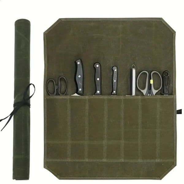 Wet Wax Canvas Knife Storage Bag Chef Knife Holder Kitchen Knife Storage Box Chef Knife Protective Cover Portable Knife Bag 260608