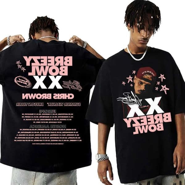 Chris 2025 Brown Tour Brzy Bowl XX Album Tour T Shirts Mens Women Pop Music Strt T-shirt Casual Cozy Cotton T Shirt S260609