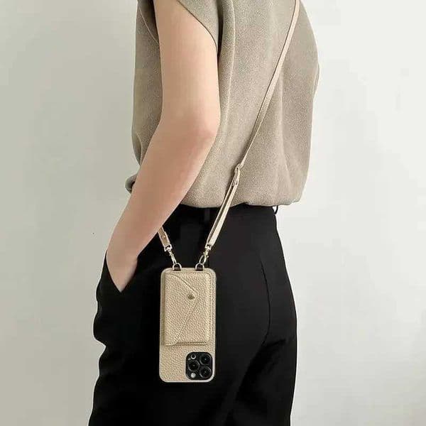 Strap Lanyard Crossbody Leather Phone Case for IPhone 17 Air 16E 16 15 Plus 14 13 12 11 Pro Max Wallet with Card Holder Cover J260609