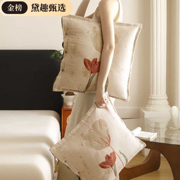 2025 New Vintage Style All-Cotton Gauze Pillow Removable and Washable Lumbar Pillow for Living Room Bedroom Car Pure Cotton Square Pillowcase L260606