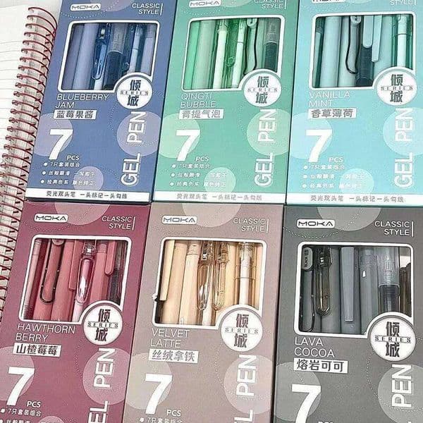 7 pieces/box Minimalist Transparent 0.5mm Gel Fashion Office Signature Pen Creative Multifunctional W260610