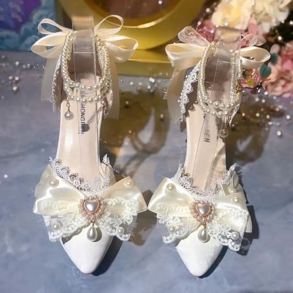 White Bridal Shoe Wedding Shoes for Women Mary Jane Elegant Woman Heeled Shoes Heels Y2k Style Shoes 260610
