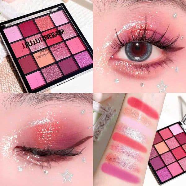 16 color eyeshadow palette Koi Mermaid Enchanted Forest Pearl Matte and Glitter Music Festival makeupT260610