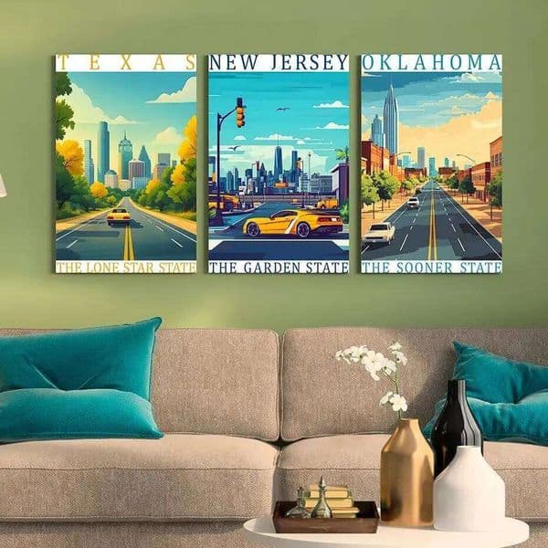 City Landscape Art, Scenery Travel Canvas Painting Modern Poster Prints for Bedroom Living Room Wall Decor 26L0610