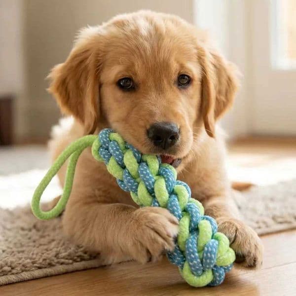 Knitted Tough Rope Dog Toy - Interactive Pet Chew Cotton Rope for Walking and Outdoor Training Style J260610