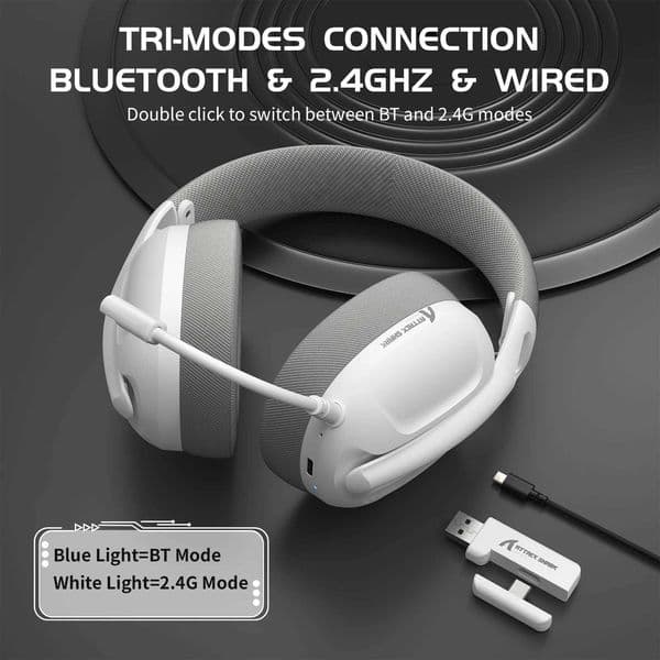 ATTACK SHARK L80 Ultra-Light Tri-Mode Gaming Headset Lightweight Wireless Gaming Headset for PC///Switch/Xbox T260608