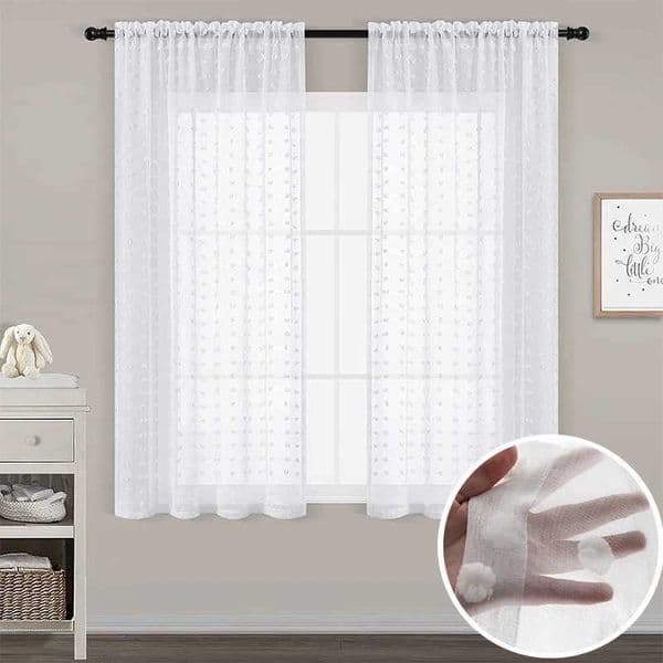 Sheer Curtains Cute Style White Short Curtains For Living Room Bedroom Curtains For Chic Girls Kids Window Kitchen Bathroom Camper Small Drapes L260610