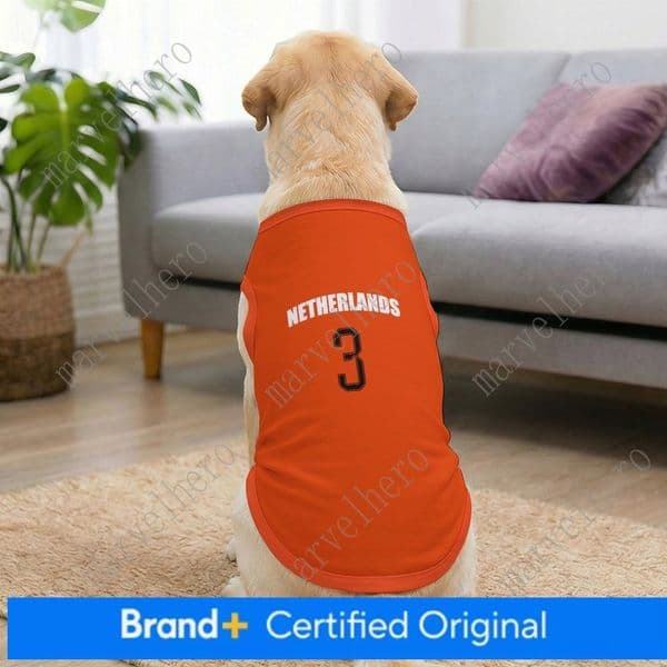 Dog Shirt Netherlands Marten de Roon NO.3 2026 World Cup Dutch Soccer Jersey Pet Costume Dogs Cats Vest Jerseys for Small Medium Large Pets Football Shirts for Pets