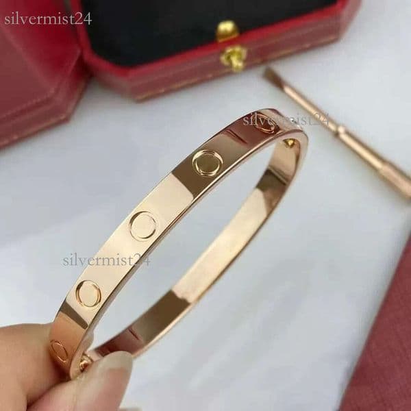 love 4MM Screw narrow Designer Carters Jewelry Classic Gold Bangle 18K Gold Plated Titanium Steel Diamond for Women Men Bracelets Silver luxury Jewelry da4