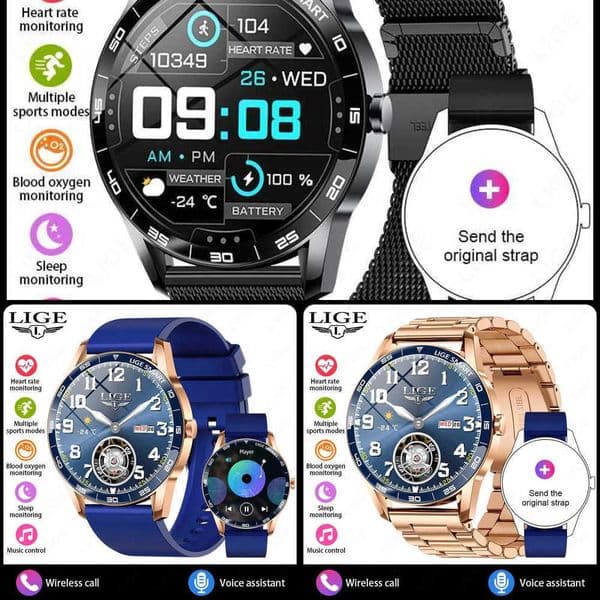 Make LIGE Men Smart Watch Answer Call 138 HD Color Display Heart Rate Health Fitness Tracking Women Smartwatch 2025M251117 Y260610