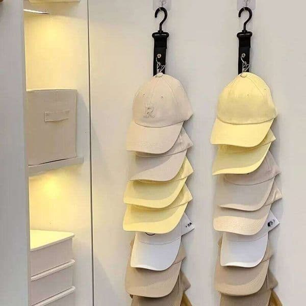 1pc Baseball Cap Organizer with Eight Clips, Can Hold 16 Hats Rack, Hat Storage Hook Rack 26W0609