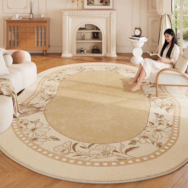 Cream French Style Rugs for Bedroom Thicken Plush Living Room Decoration Carpet Irregular Shape Lounge Floor Mat Fluffy Soft Rug D260610