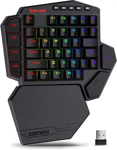 Redragon K585 PRO Wireless One-Handed Mechanical Keyboard 42 Keys 3-Mode RGB 7 Onboard Macro Keys Detachable Wrist Support T260608