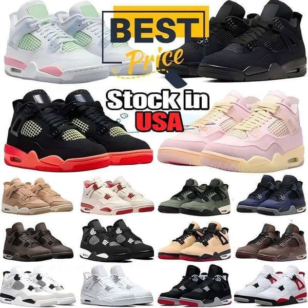 Designershoes J4 4s SSS Basketball shoes Infrared 23 Valentines Day Iced Carmine After Brick Dark Mocha Cave Stone Black Cat 4s Sneakers for Men and Women size 36-47