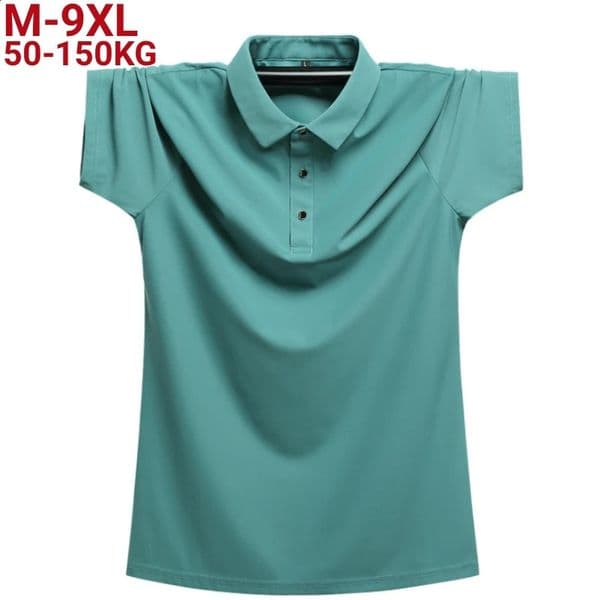 Plus Size 9xl 8xl Men Polos Summer High Quality Mens Short-sleeved Ice Silk Solid Color Mens Business Casual Polo Shirt 260604