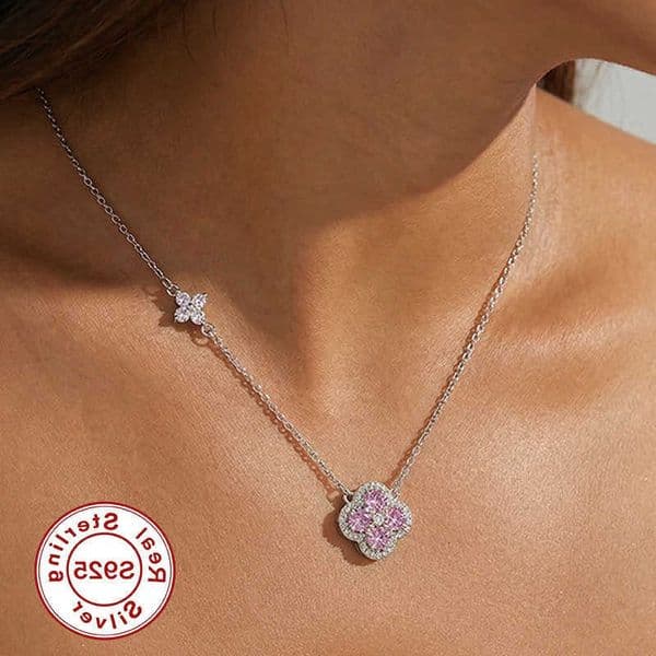 - 925 Sterling Silver Lucky Pendant Necklace For Women Choker Chain Wedding Party mothers day Jewelry Gift C260610