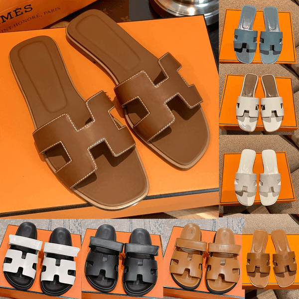 Designer Sandals Women Sandals H LOGO Slippers FashionFloral Slippers Leather andRubber Flats slides SandalsSummer Beach lightweightShoes Bottoms Slippers