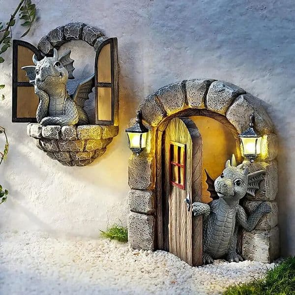 2026 Out The Door Resin Statue Outdoor Yard Art Dragon perfume Sculpture Lawn Wall Decoration Tree Ornament Garden cologne Decor Free Shipping 24