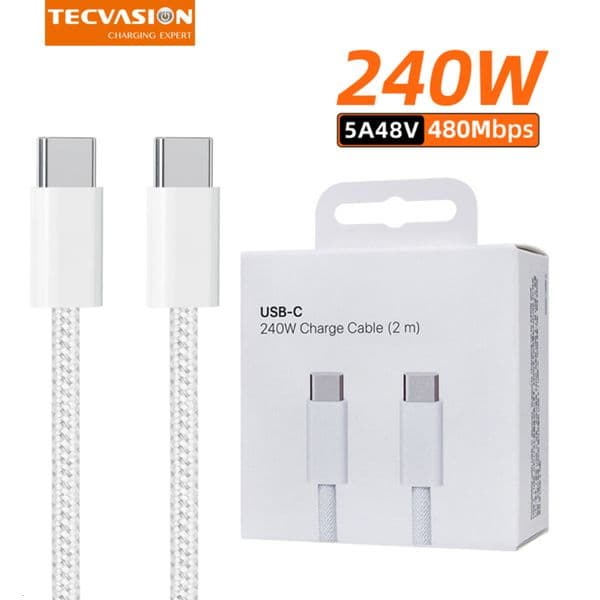 2026 New outdoor 240W To USB 2M Type C Fast Charging Cable Braided Cord For Macbook Air Pro Iphone15 15Pro Ipad DELL Laptop Charger Free Shipping 32