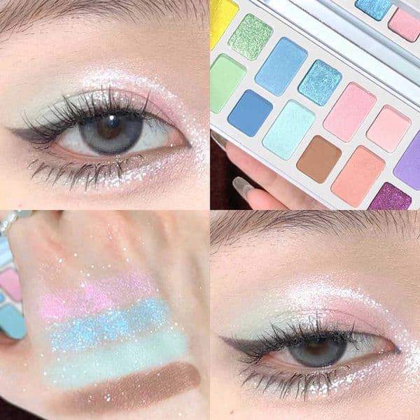 16 Color Eyeshadow Palette DIKALU Professional Women Makeup Long-Lasting Pearly Shiny Pink Blue Green Eye Shadow Palette Glitter M260610