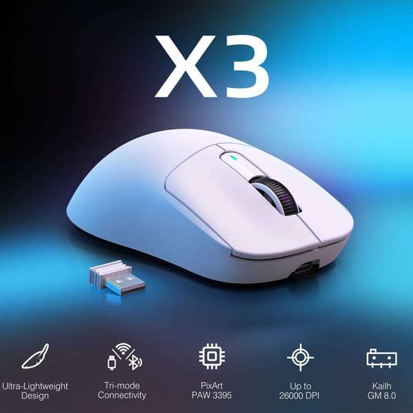 ATTACK SHARK X3 Wireless Gaming Mouse49g Ergonomic PC MouseTriple Modes PAW3395 26K DPI Optical SensorProgrammable Buttons T260608
