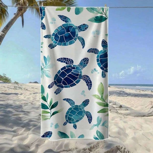 Tropical Sea Turtle Print Towel, Soft Quick-Drying, Perfect For Portable Outdoor Travel Swimming, Camping And Summer Beach 26L0610