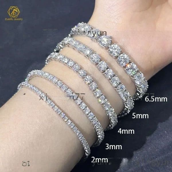 Hip Hop 925 Sterling Silver VVS 2mm 3mm 4mm GRA Moissanite Diamond Cluster Iced Out Tennis Chain Bracelet Necklace for Men Women