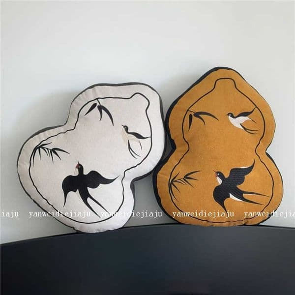 New Chinese Style Gourd Shape Irregular Pillow French Vintage Style Living Room Sofa Cushion Cover Backrest Cushion L260606