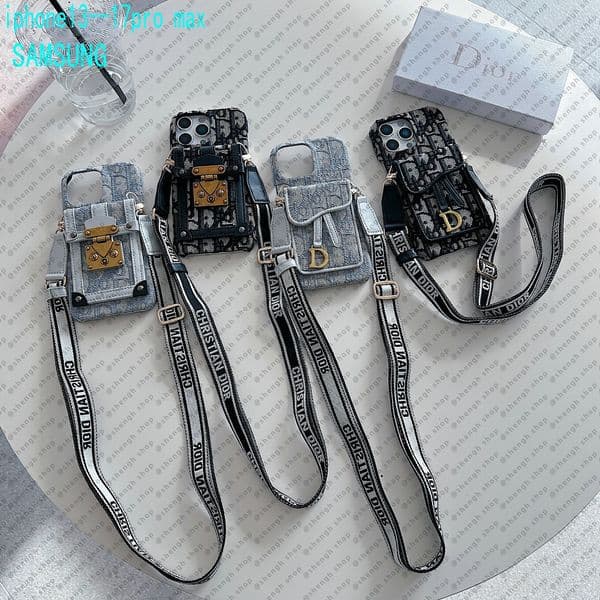 For iPhone 17 Pro Max 16 Pro Max Case Crossbody Phone Case Designer iPhone 15 ProMax 14 13 12 11 15 Plus 16 Plus Phonecase Card Holder Bag Leather Wallet Case Chian Lanyard