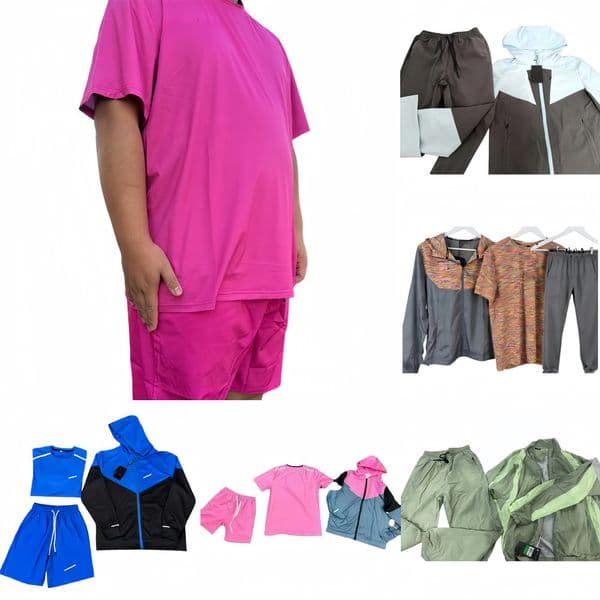 High quality nikishort setmen tracksuit tech 3 piece set Mens tracksuit sports fiess suits running shirts shorts quick dry sportswear gym t shirt sweatpants Set 55p