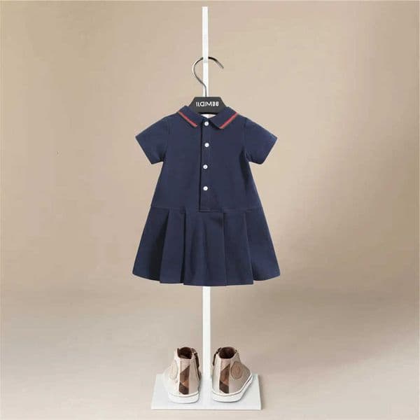 Clothes sleeve Summer Baby Girl short A Dresses Casual Fashion Print Cute Flower Princess Dress Clothing Back button designR260610