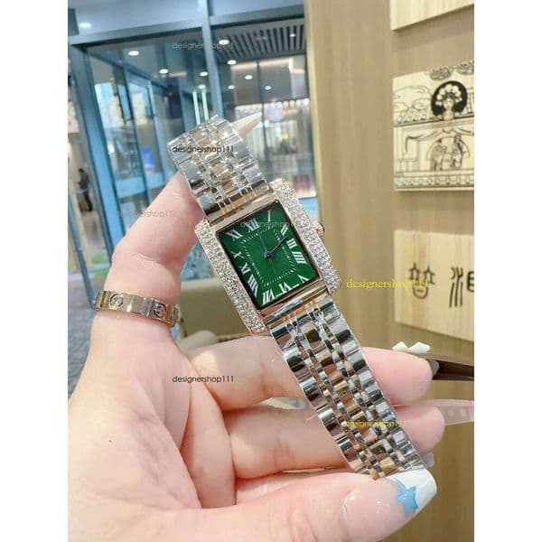 Fashion Quartz Wrist TANK Watch for Women Luxury Brand Belt Diamonds Square Dial Leather Strap Ladies Watches Clock