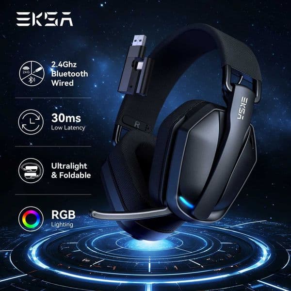 EKSA G19BT 24GHz Wireless Gaming Headphones Ultra-light Bluetooth 54 Headset Gamer with Microphone for PC//Xbox T260608