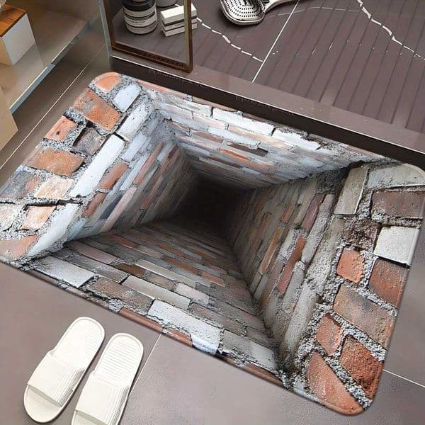 Front VIKAMA Door Doormat3D Optical Illusion Trap Design Entrance Area Rug Playroom Floor Carpet Mat D260610