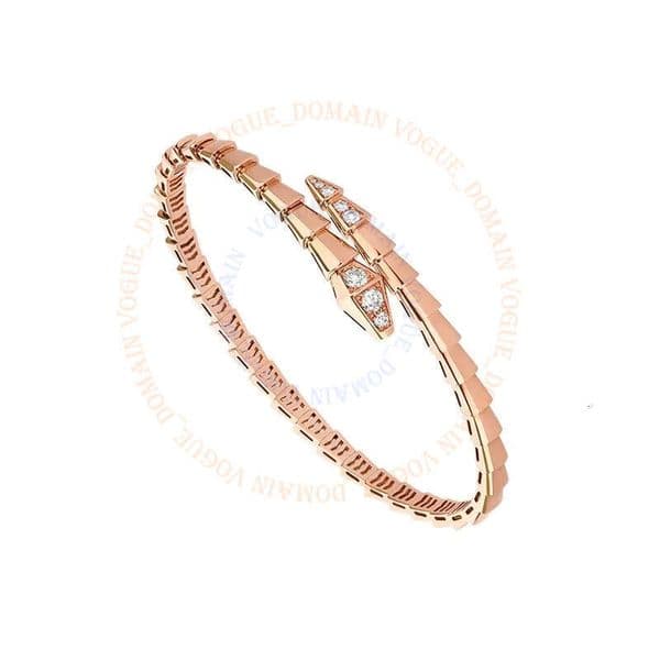 Bvlgaries Luxury Jewelry Designer Exquisite Elegant 18K Snake Bangle Bracelet For Women Men With Sparkling Stones In Rose Gold And Silver 20a